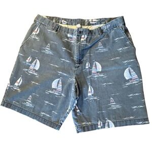 IZOD Saltwater Men’s Nautical Sailboat Print Shorts Size 40 Cotton 9.5” Inseam